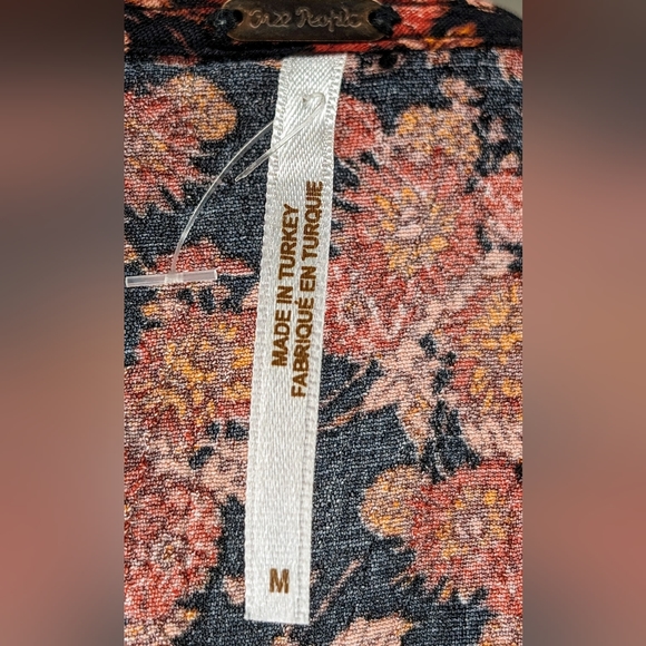 Free People Provence Floral Retro Bohemian Mini Dress CP Sleeve Flower Pattern - Picture 7 of 7